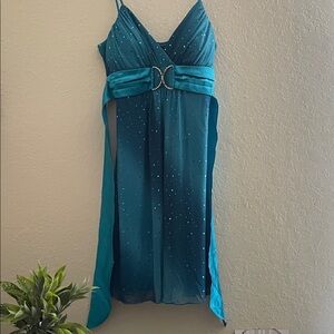 Taboo Teal Mini Dress with Sparkling Accents